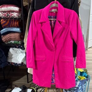 Skies Are Blue Vibrant Hot Pink Long Blazer